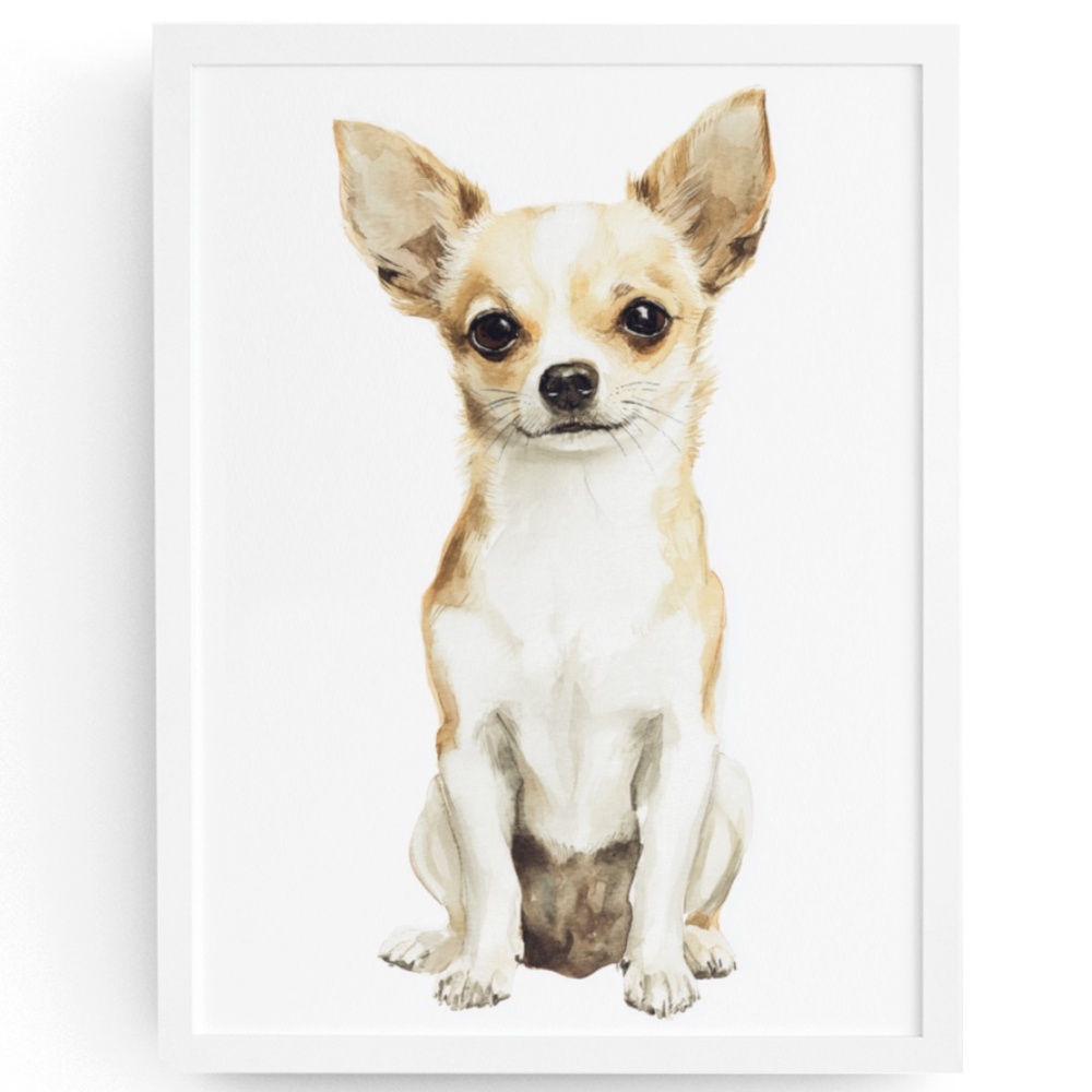 Watercolor Chihuahua Dog Portrait Wall Art Print Poster Unframed - Cute Pet